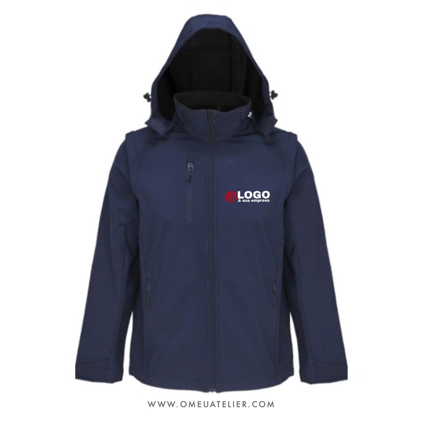 Softshell 3 em 1 com Capuz e Mangas Removíveis Personalizado