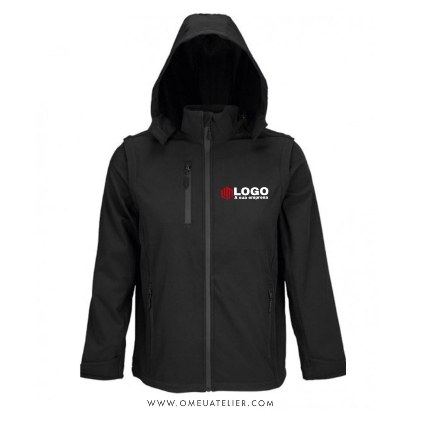 Softshell 3 em 1 com Capuz e Mangas Removíveis Personalizado
