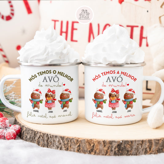 Caneca de esmalte Natal “Melhores Avós”