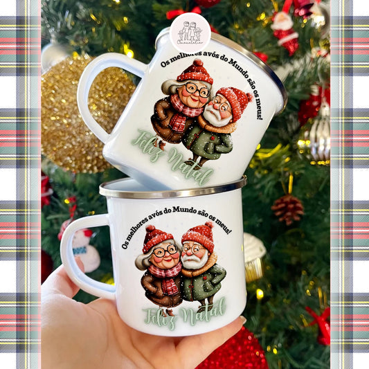 Caneca de esmalte Natal “Melhores avós”