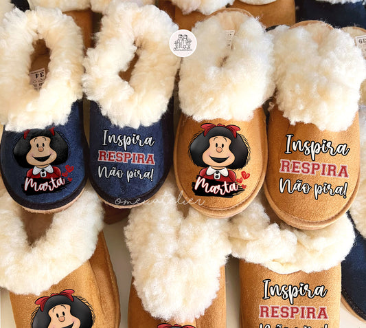 Pantufas da serra personalizadas “Inspira, Respira, Não Pira”