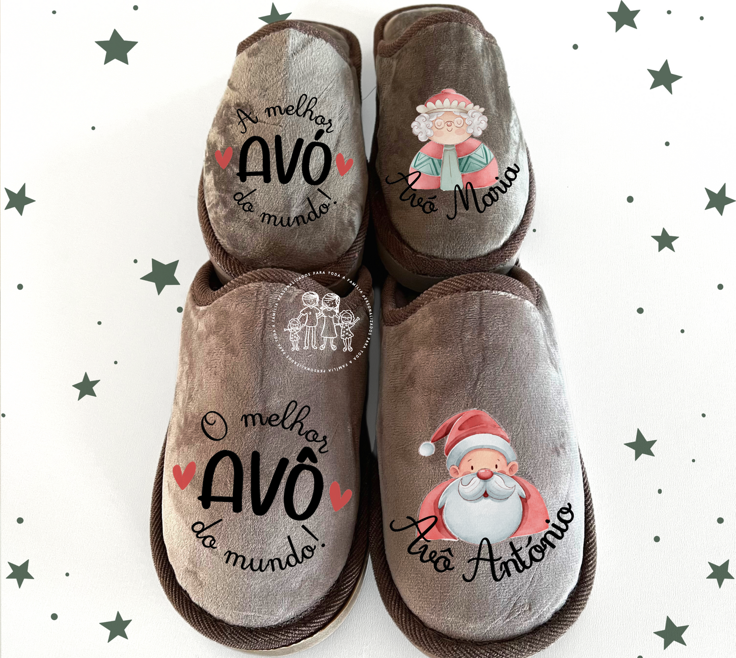 Chinelos de Natal personalizados Avós