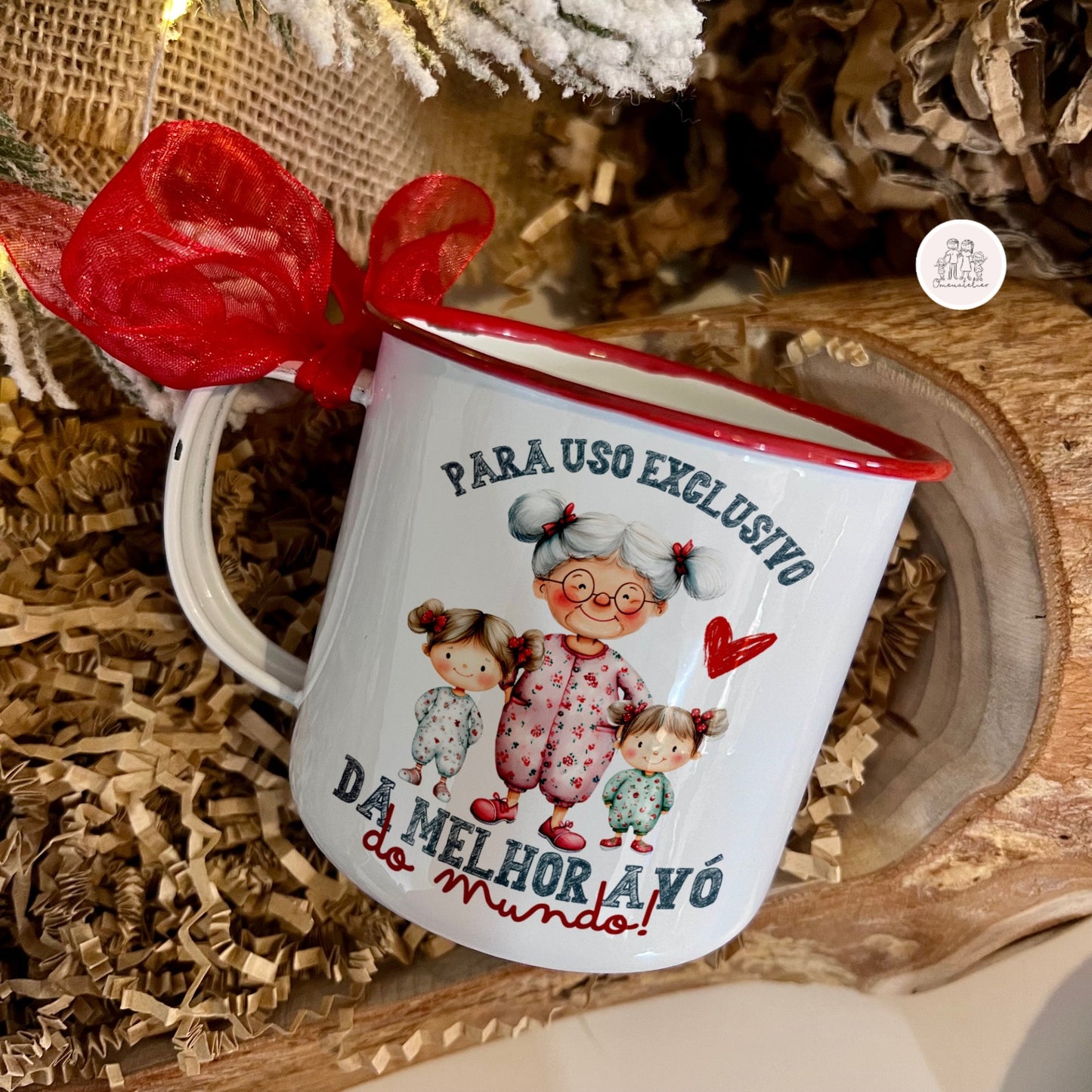 Caneca vintage em esmalte “Para uso exclusivo”