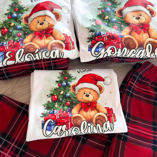 Pijama de Natal Personalizado – Família Urso Noel