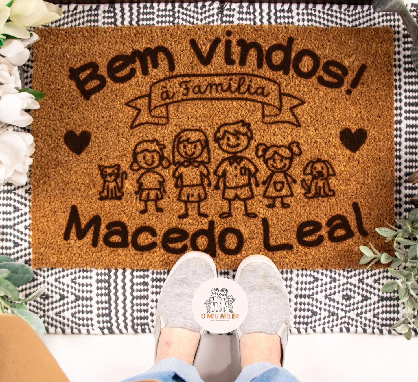 Tapete de entrada personalizado “Bem vindos à Família”